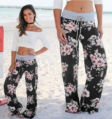 2021 Palazzo Female Sports Pants Wide Leg Pant High Waist Baggy Size M