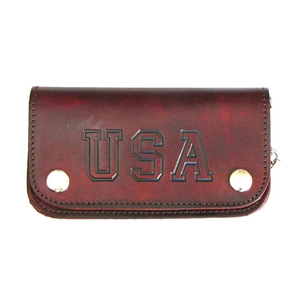 6" Antique Biker Wallet USA Brown