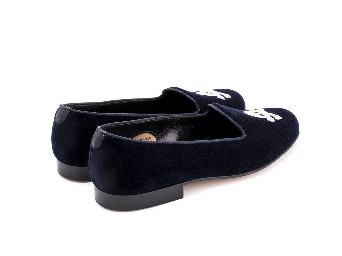 Albert Skull & Crossbones Navy Velvet F-width