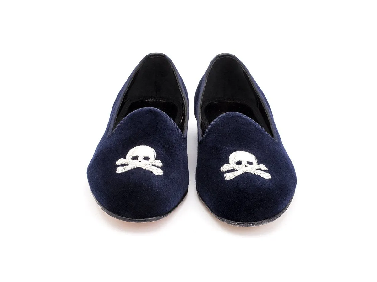 Albert Skull & Crossbones Navy Velvet F-width