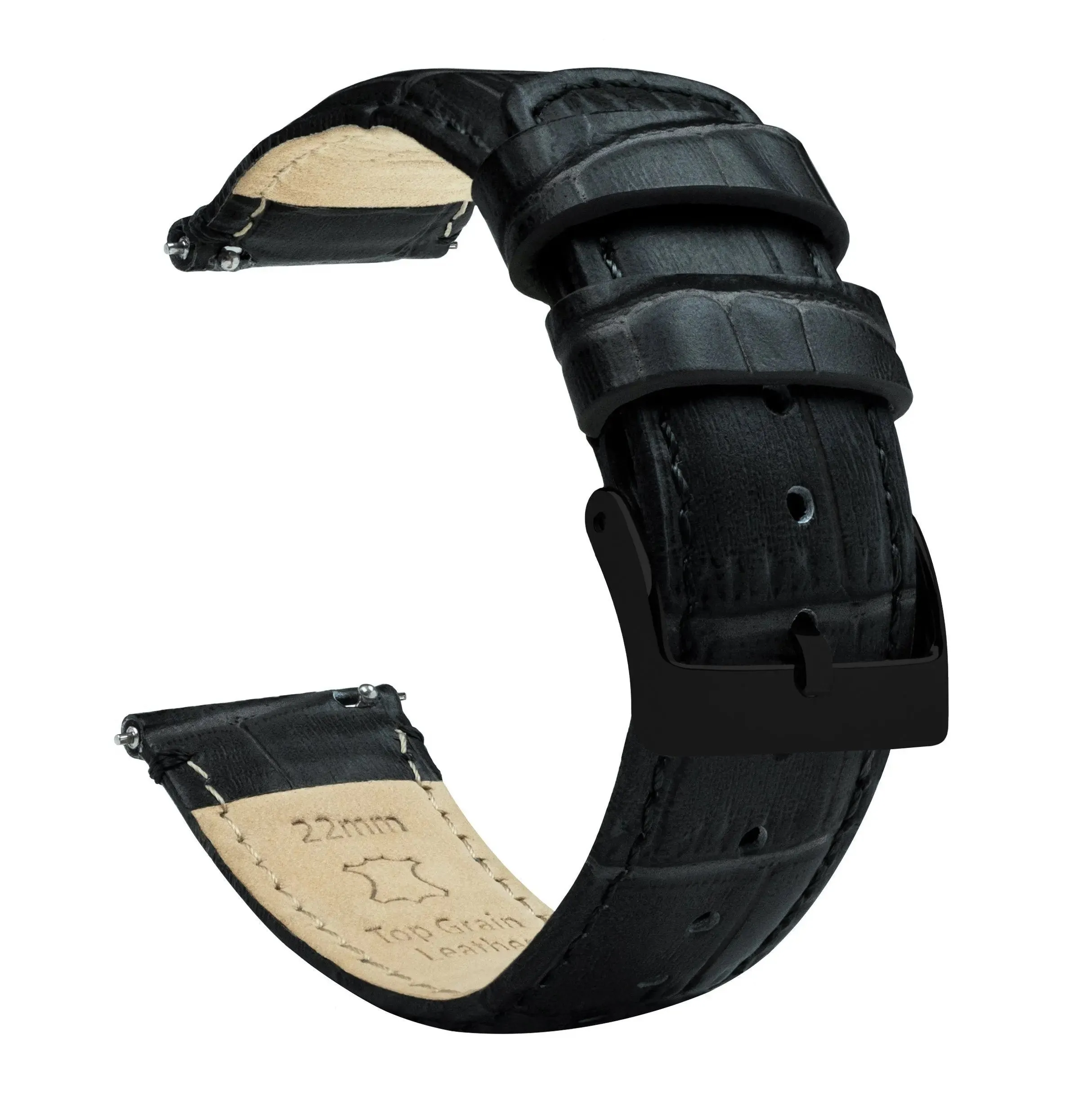 Amazfit Bip Black Alligator Grain Leather Watch Band