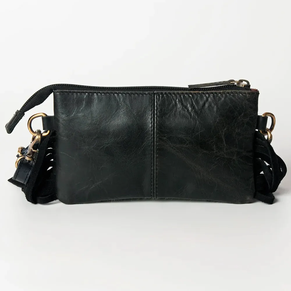 American Darling Black & White Hide Tooled Purse