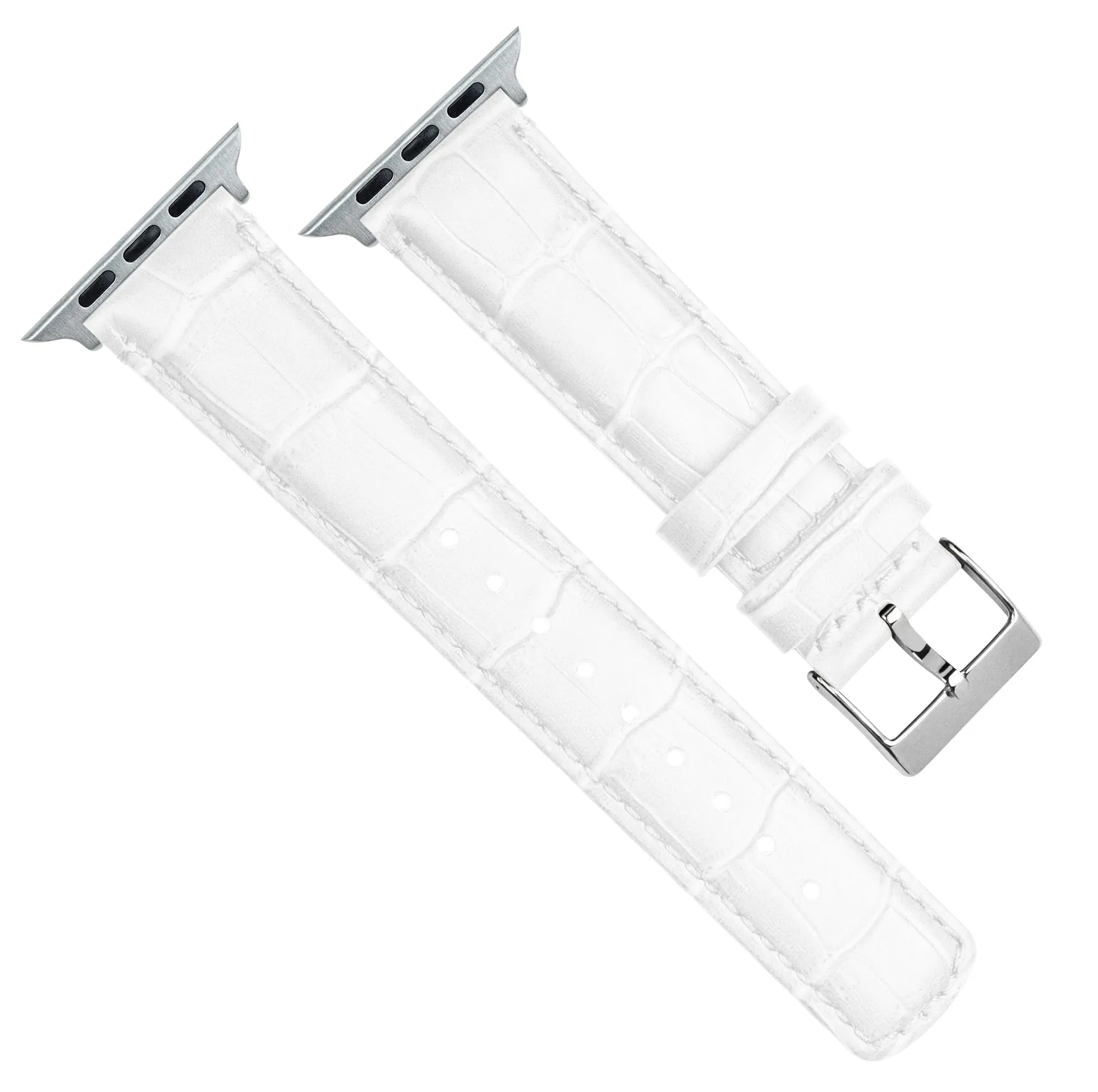 Apple Watch White Alligator Grain Leather Watch Band