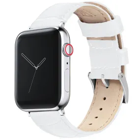 Apple Watch White Alligator Grain Leather Watch Band