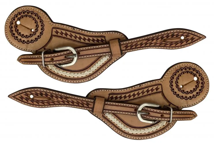 Argentina Leather Spur Strap ~ Rawhide Accents