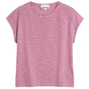 ARMEDANGELS Oneliaa lovely stripes t-shirt crushed berry oatmilk women