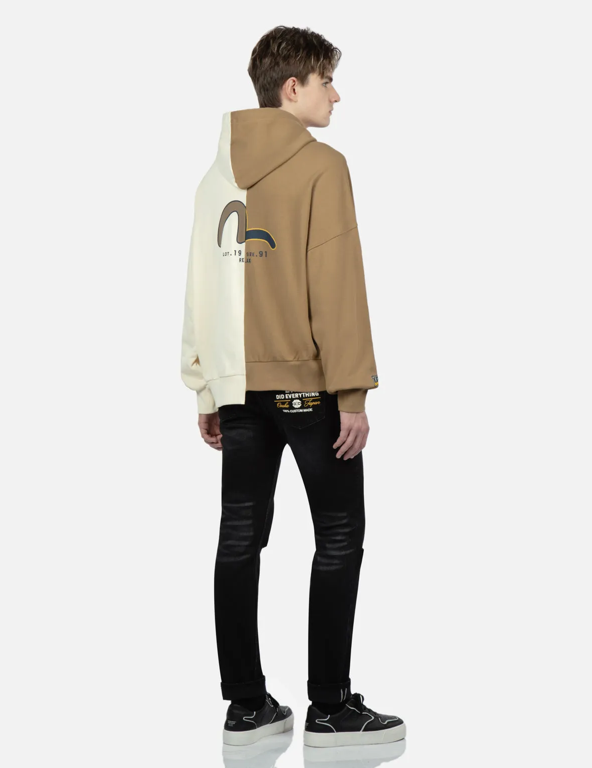 Asymmetric Two-tone Hooded Sweatshirt