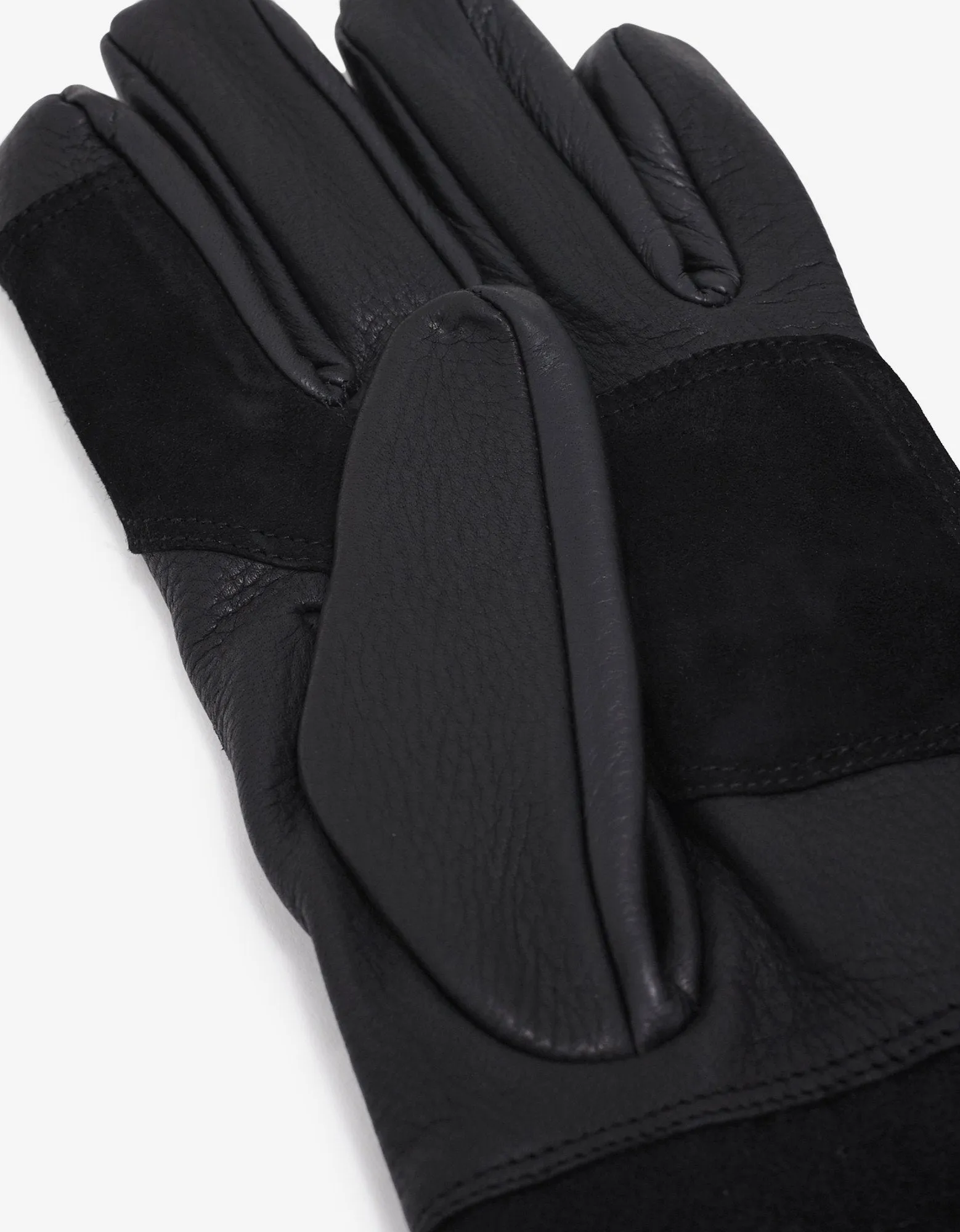 Black Leather & Wool Gloves -