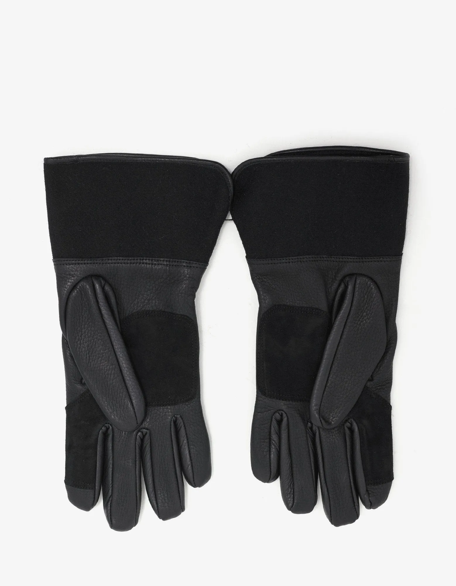 Black Leather & Wool Gloves -