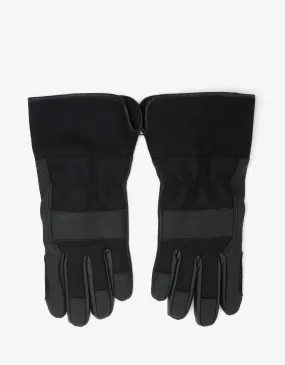 Black Leather & Wool Gloves -