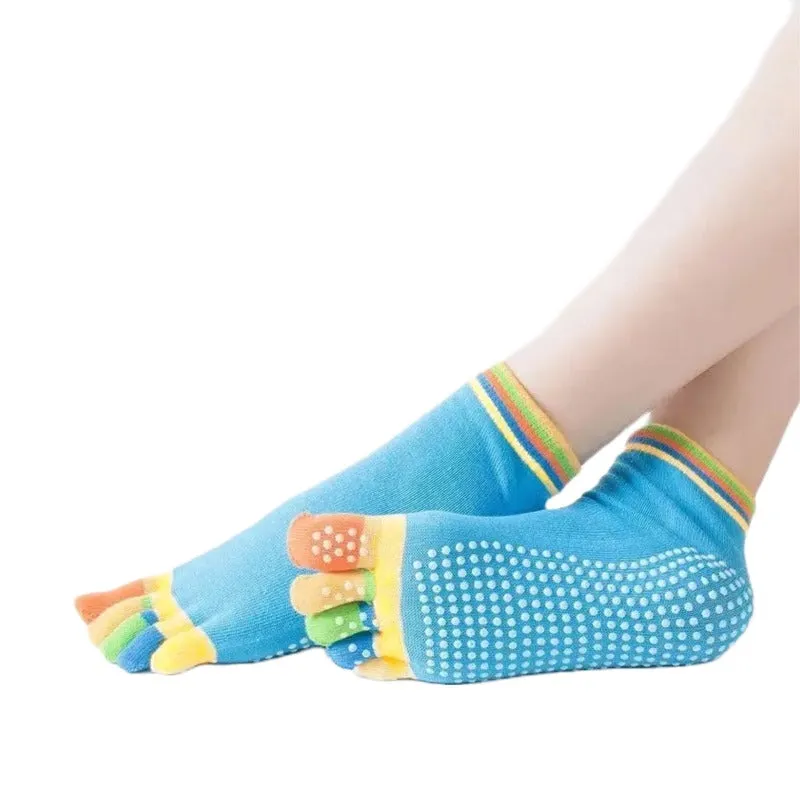 Blue Yoga Rainbow Toe Socks (Adult Medium - Women's Shoe Sizes 5-10)