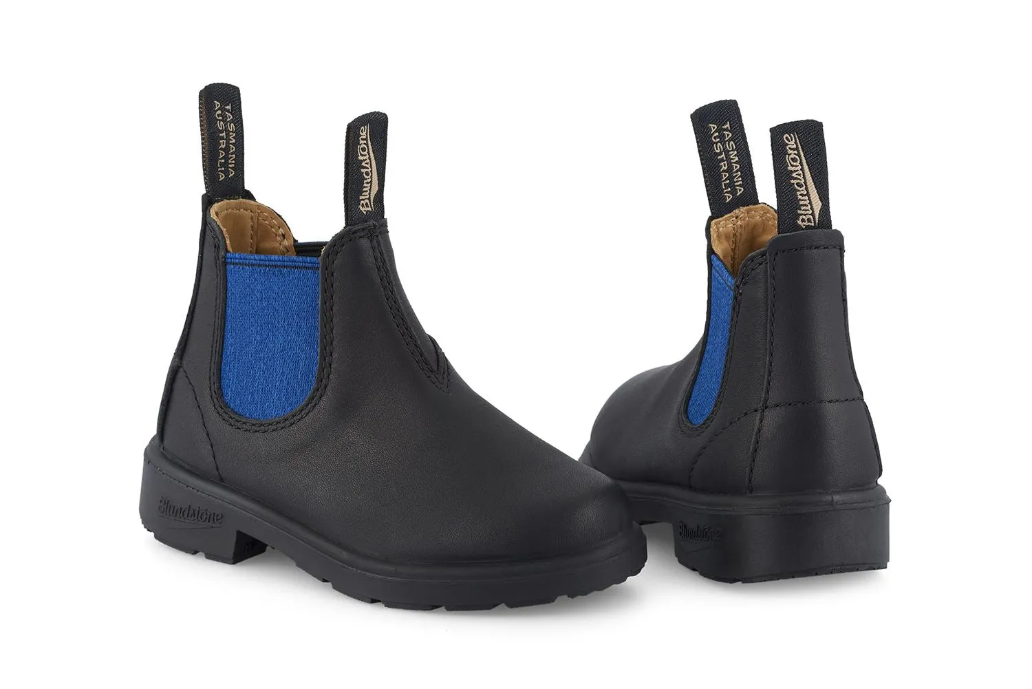 Blundstone 580 Kids Black Blue Slip On Chelsea Ankle Boots