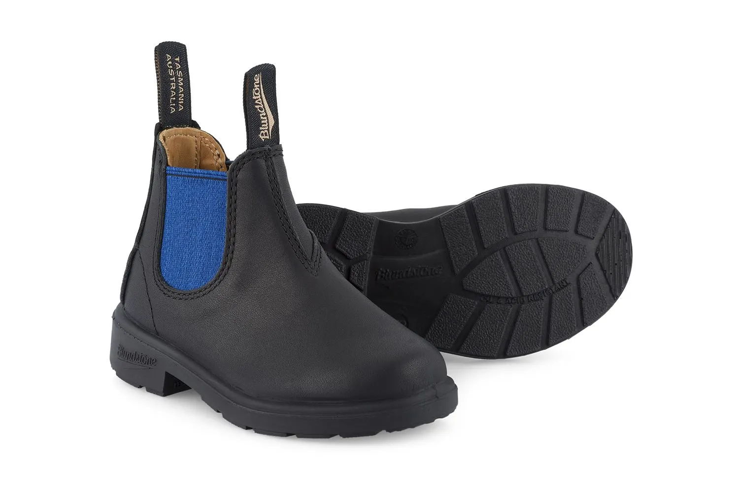 Blundstone 580 Kids Black Blue Slip On Chelsea Ankle Boots