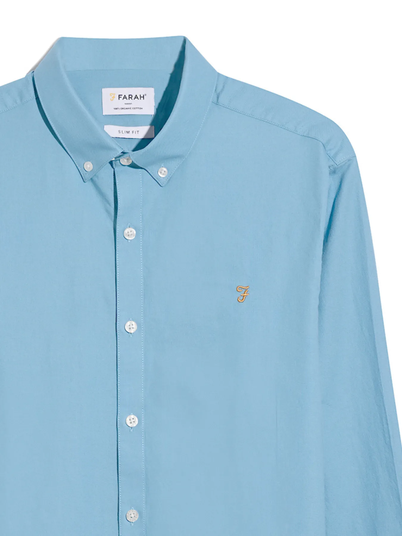 Brewer Slim Fit Organic Cotton Oxford Shirt In Arctic Blue