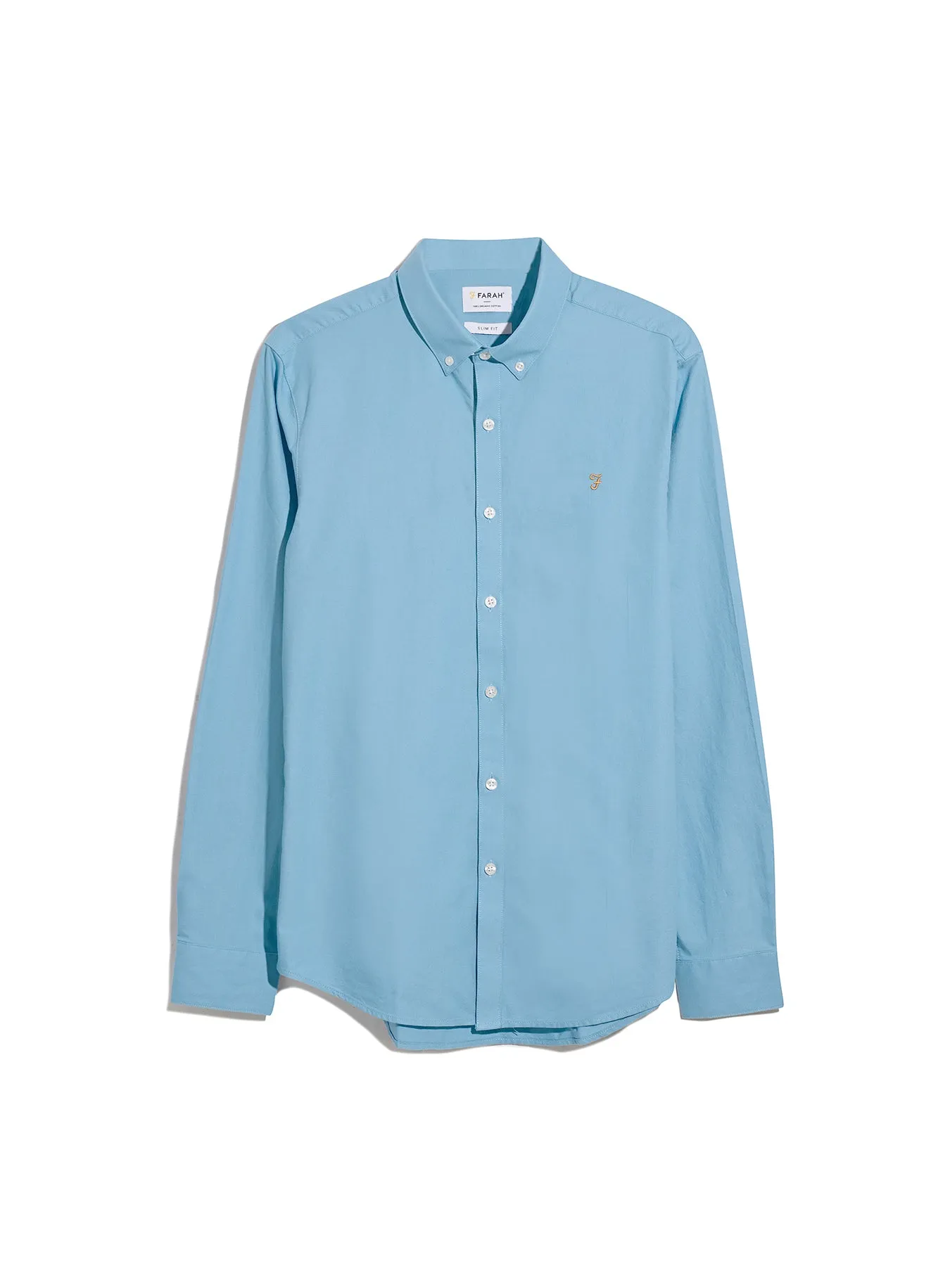 Brewer Slim Fit Organic Cotton Oxford Shirt In Arctic Blue