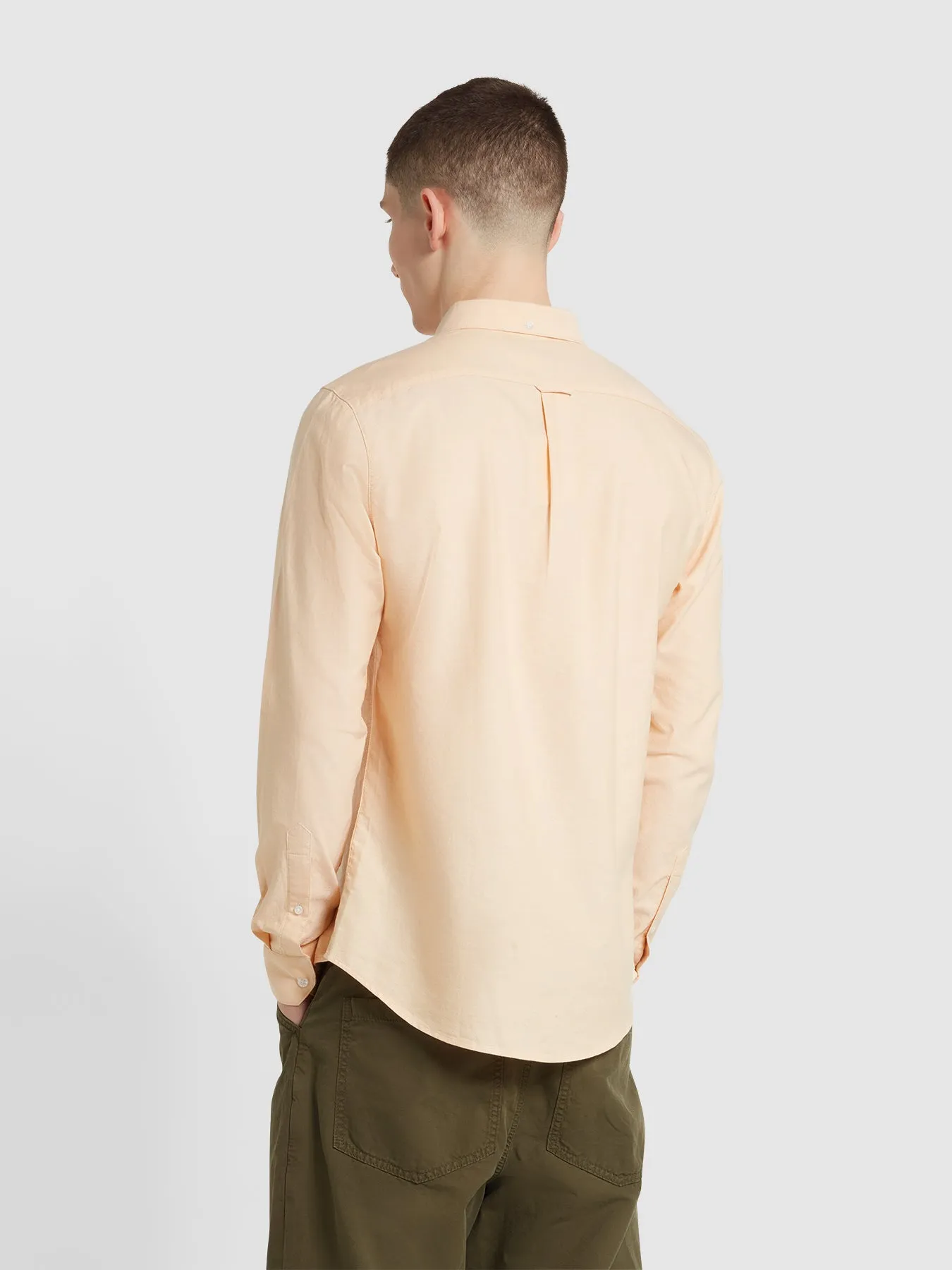 Brewer Slim Fit Organic Cotton Oxford Shirt In Bleached Yellow