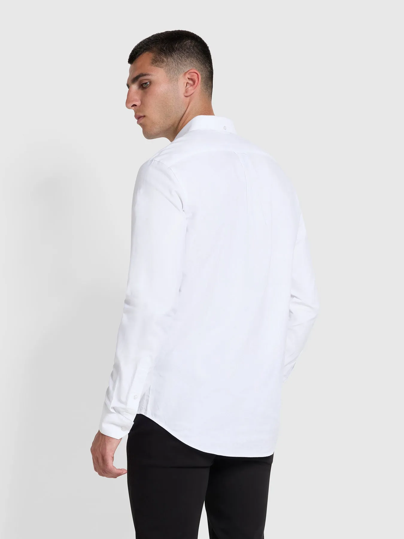 Brewer Slim Fit Organic Cotton Oxford Shirt In White