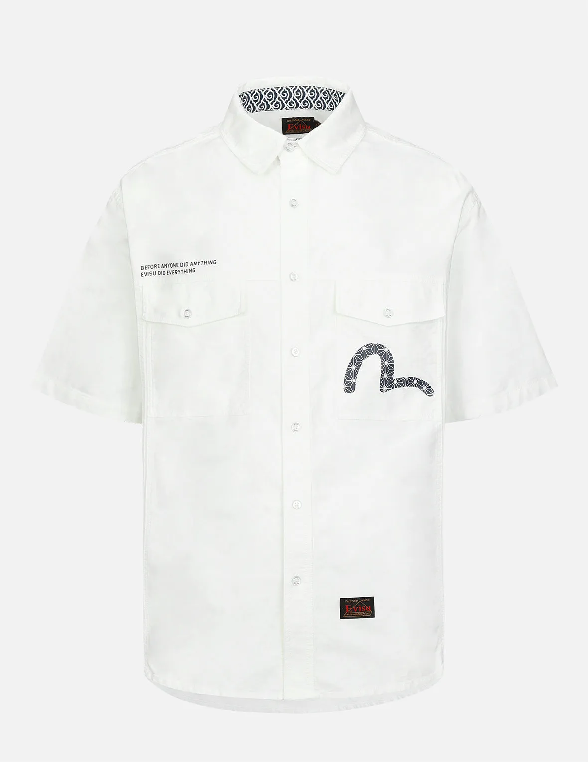 Brocade Seagull and Kamon Print Shirt