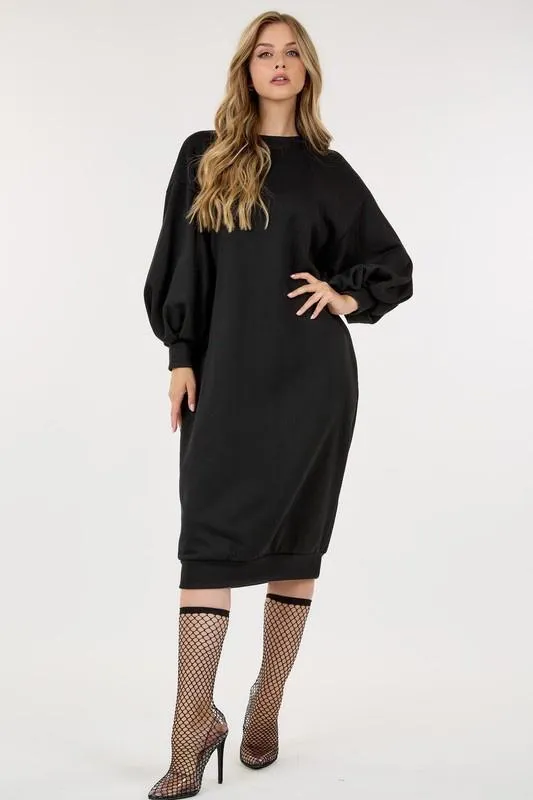 Bubble Sleeve Loose Tunic Dress