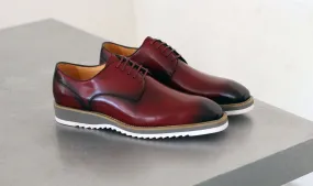 Burnished Calfskin Lace-Up Shoe Burgundy