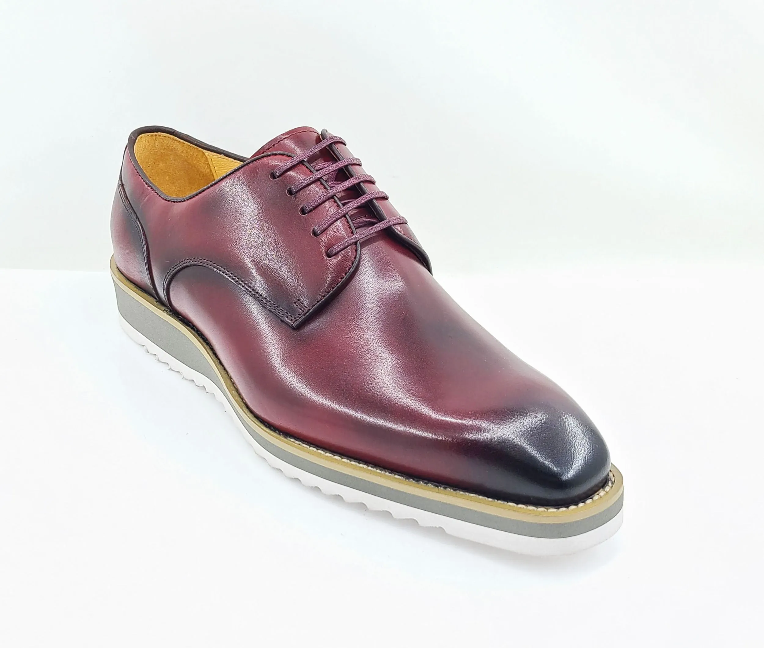 Burnished Calfskin Lace-Up Shoe Burgundy