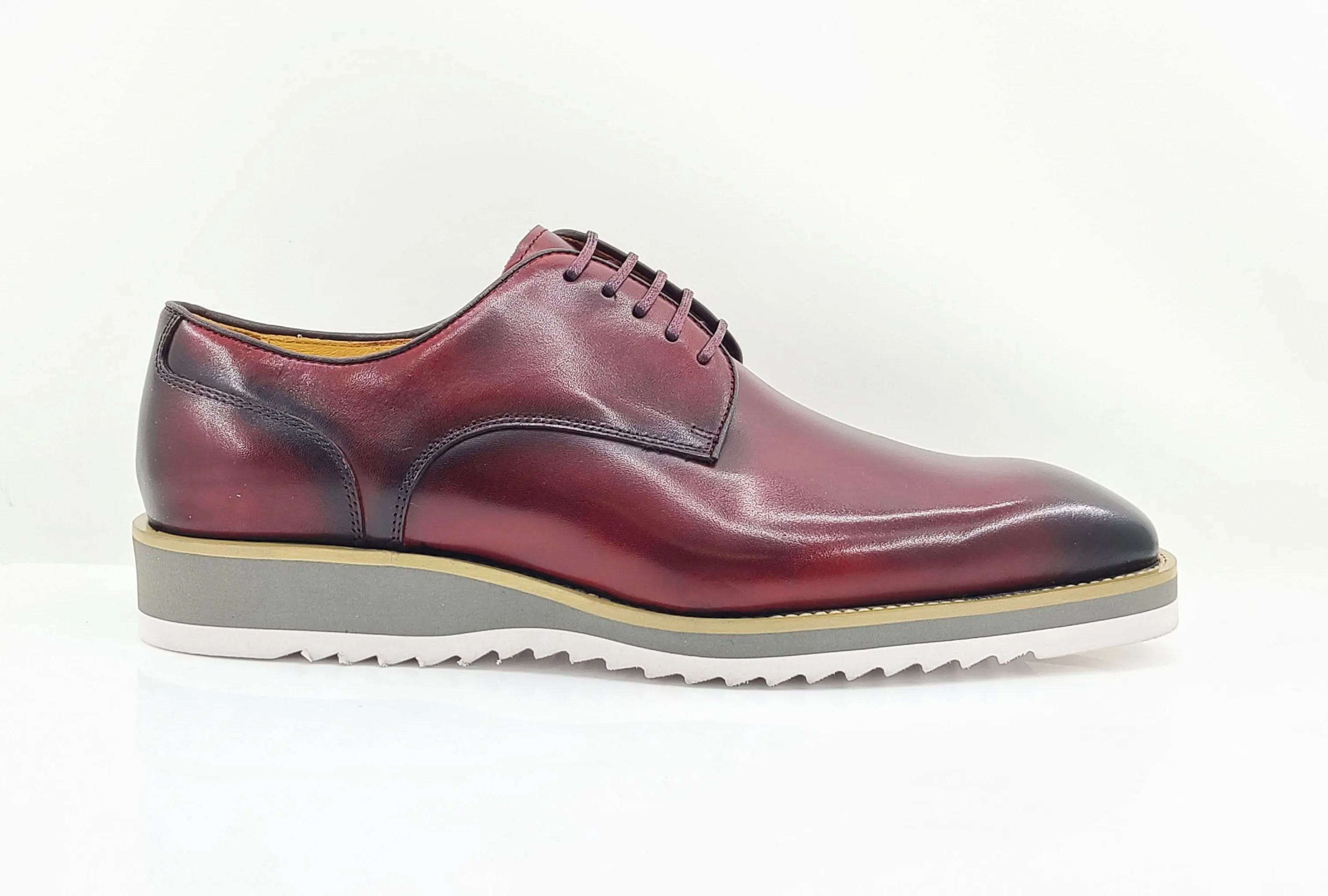 Burnished Calfskin Lace-Up Shoe Burgundy