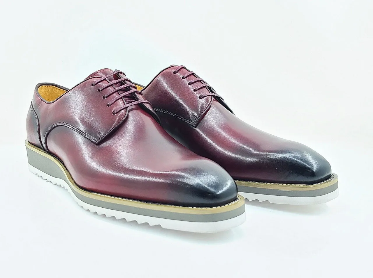 Burnished Calfskin Lace-Up Shoe Burgundy