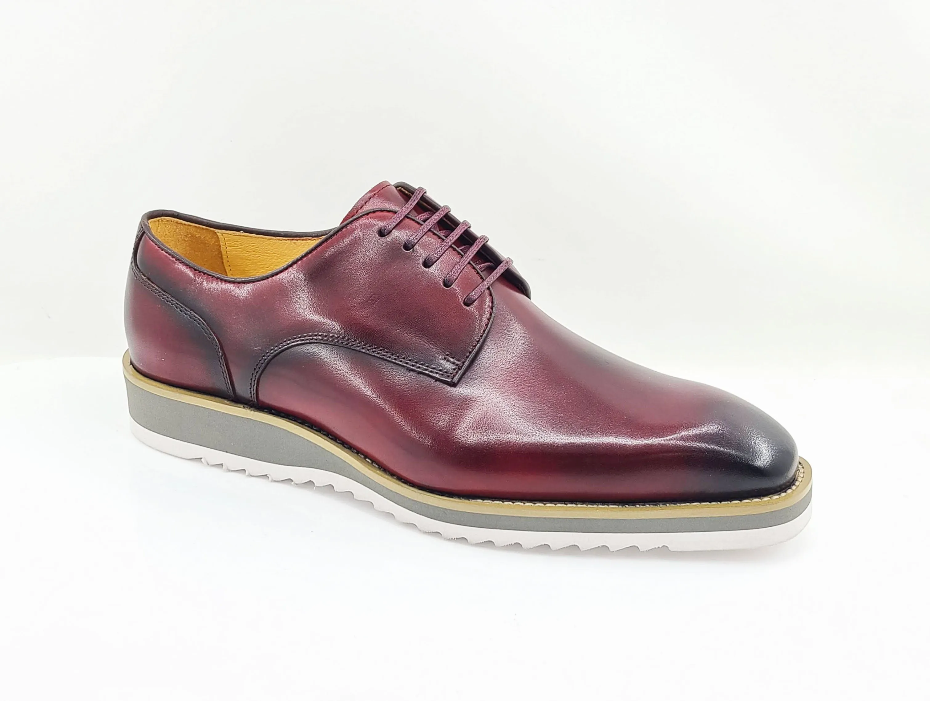 Burnished Calfskin Lace-Up Shoe Burgundy