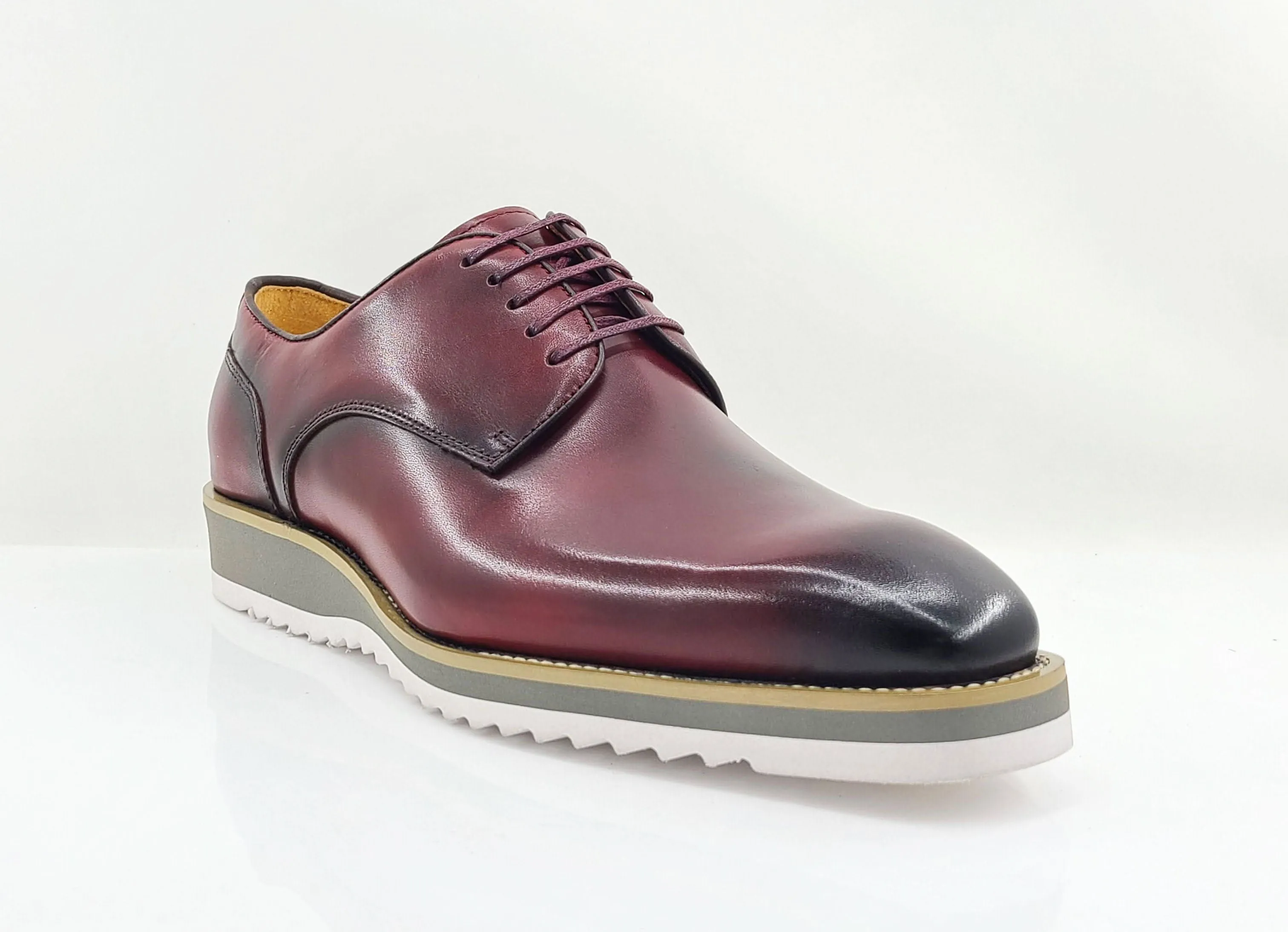 Burnished Calfskin Lace-Up Shoe Burgundy