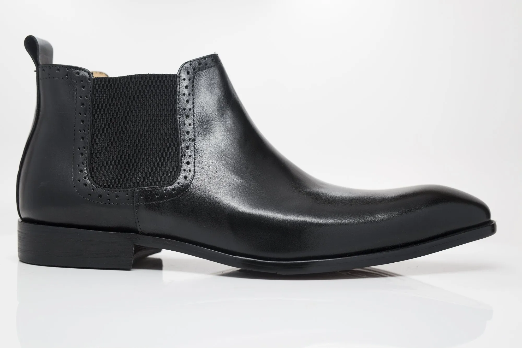 Burnished Calfskin Slip-On Boot Black