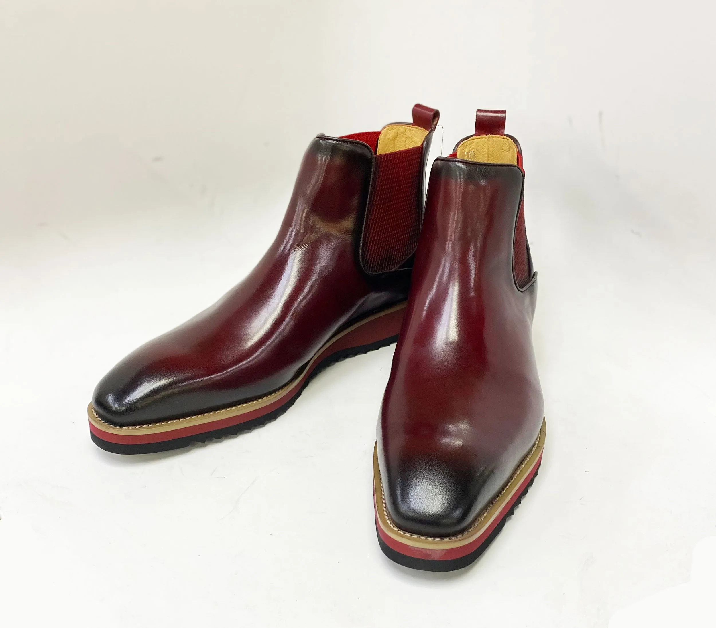 Burnished Calfskin Slip-On Boot Burgundy