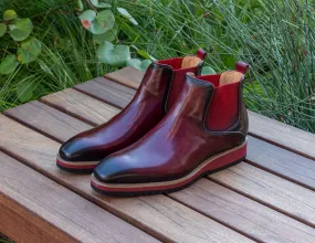 Burnished Calfskin Slip-On Boot Burgundy