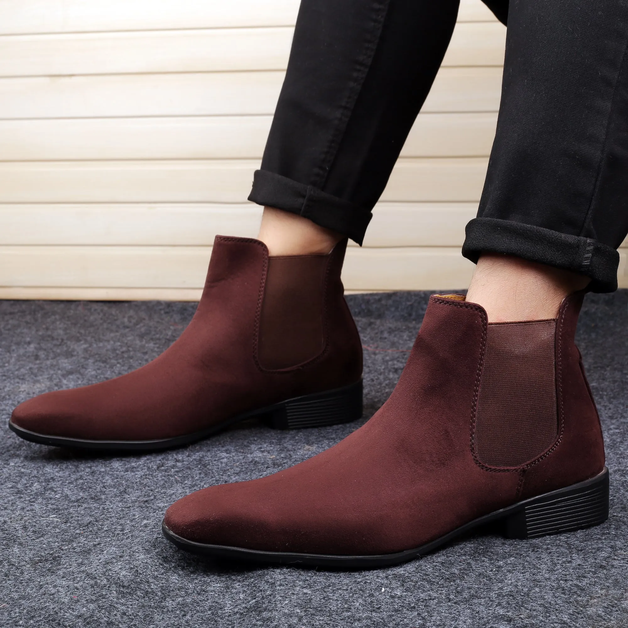 Bxxy's Vegan Suede Ultra Comfortable Slip-on Boots for Men