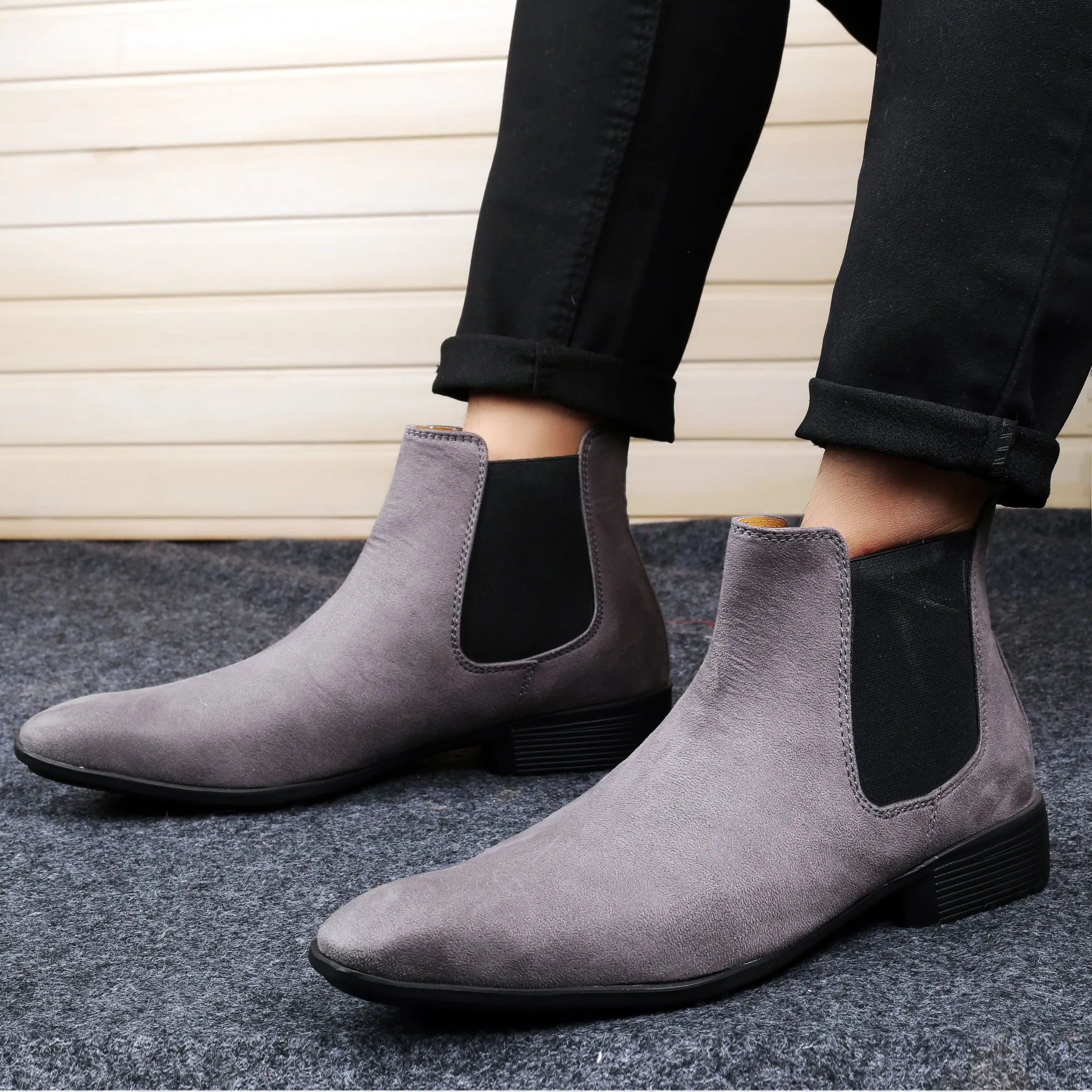 Bxxy's Vegan Suede Ultra Comfortable Slip-on Boots for Men