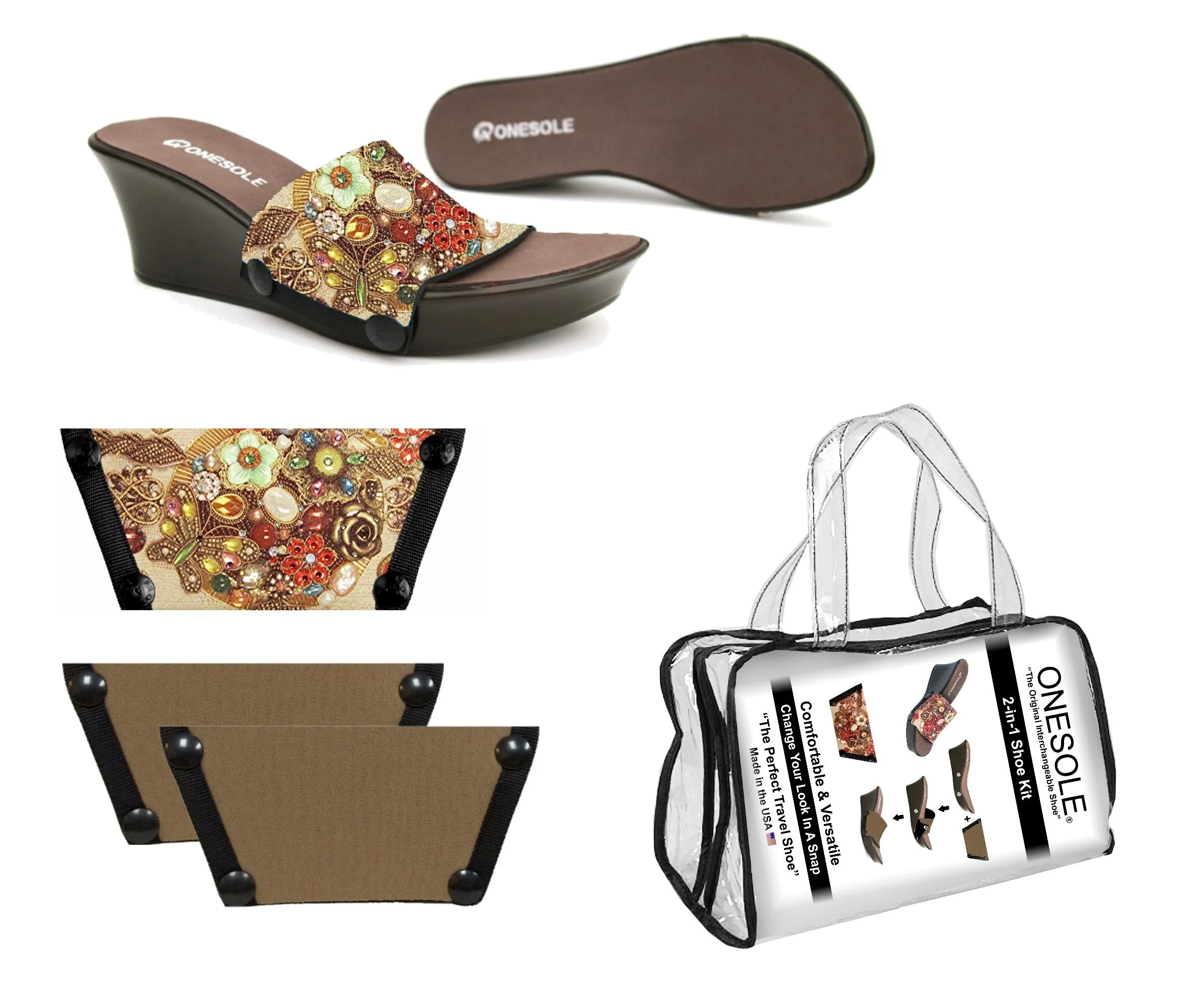 Cafe Onesole Interchangeable Shoe Set Mocha Sparkle