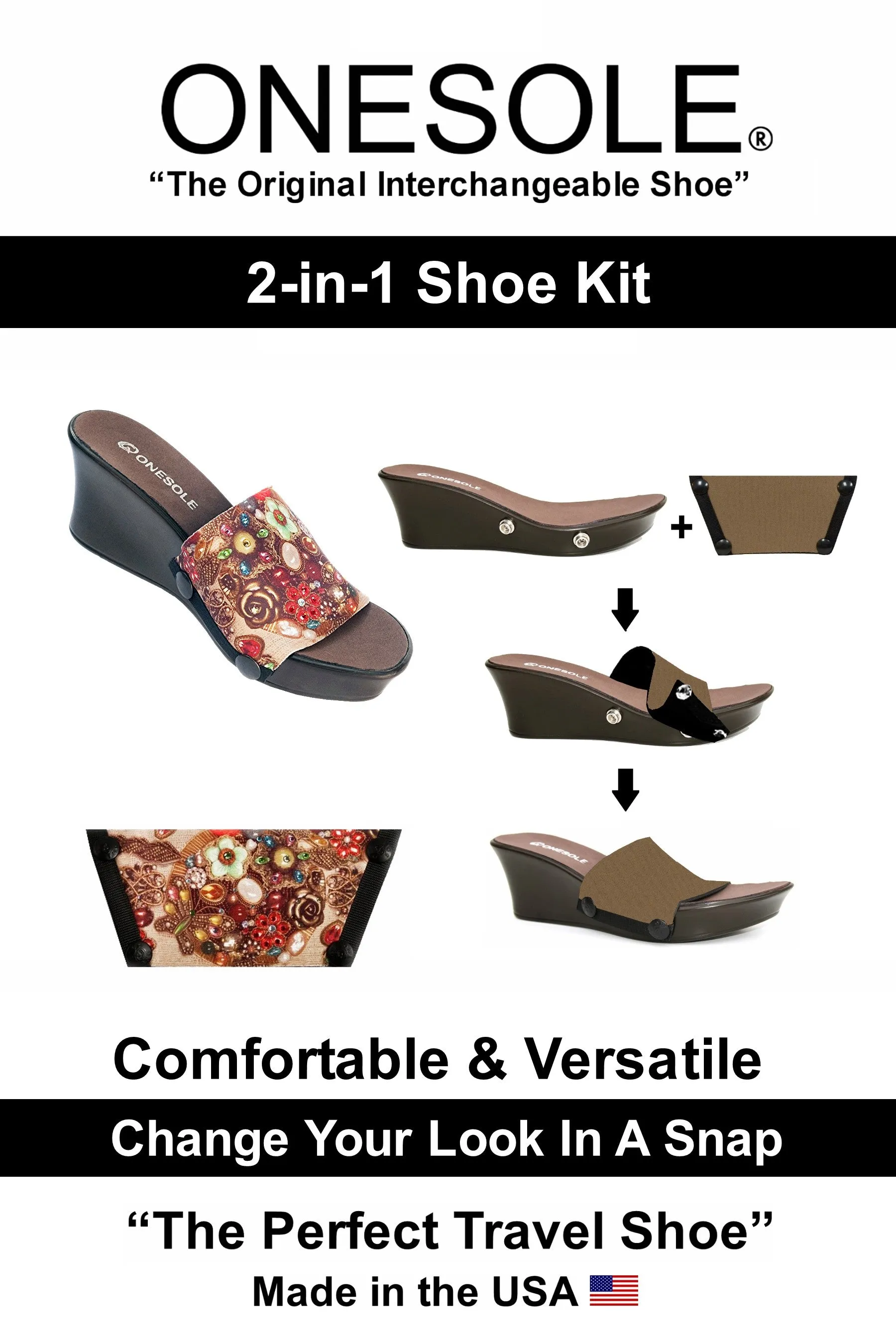 Cafe Onesole Interchangeable Shoe Set Mocha Sparkle