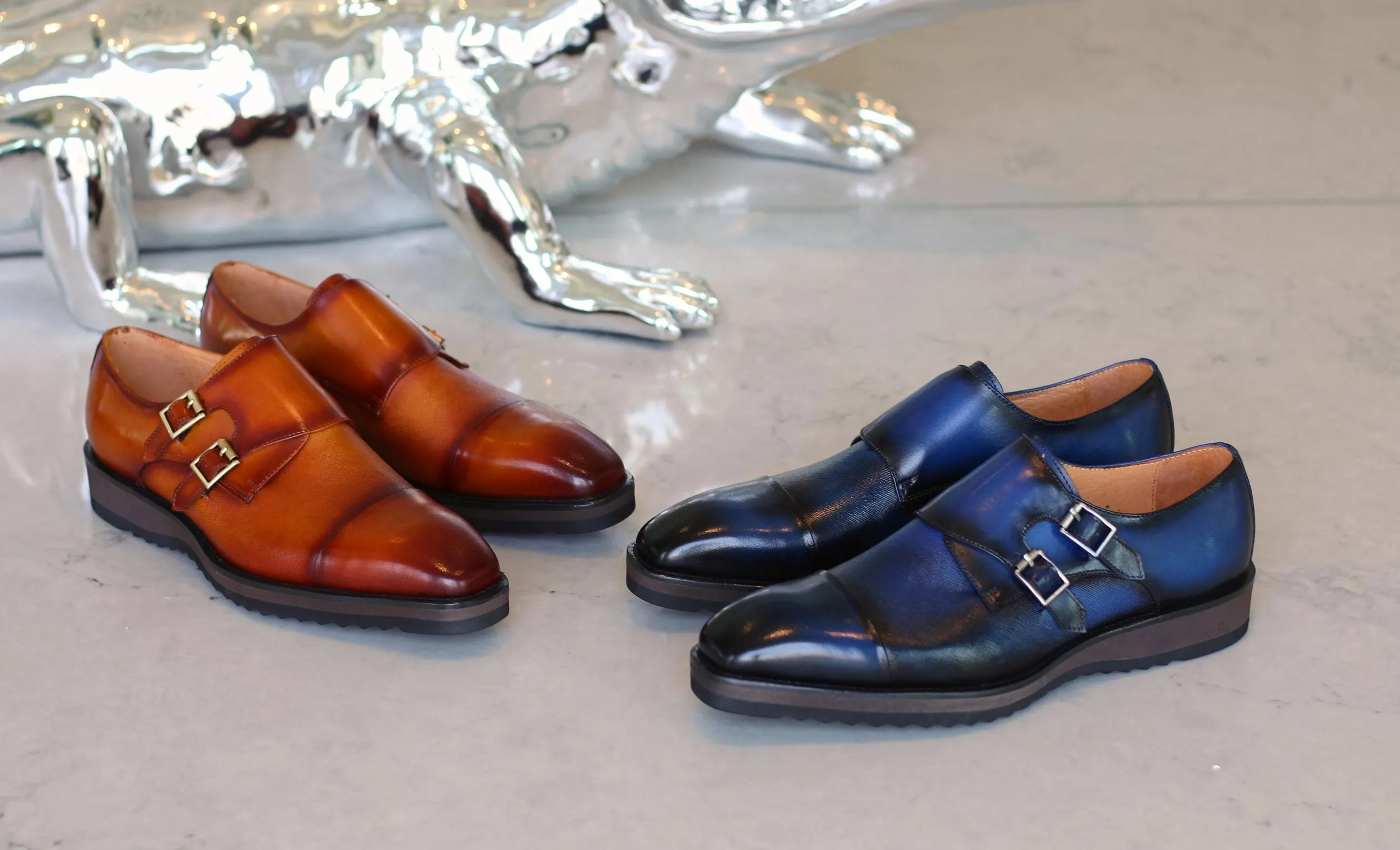 Calfskin Double Monkstrap Shoe Cognac