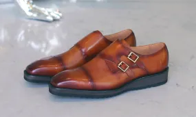 Calfskin Double Monkstrap Shoe Cognac