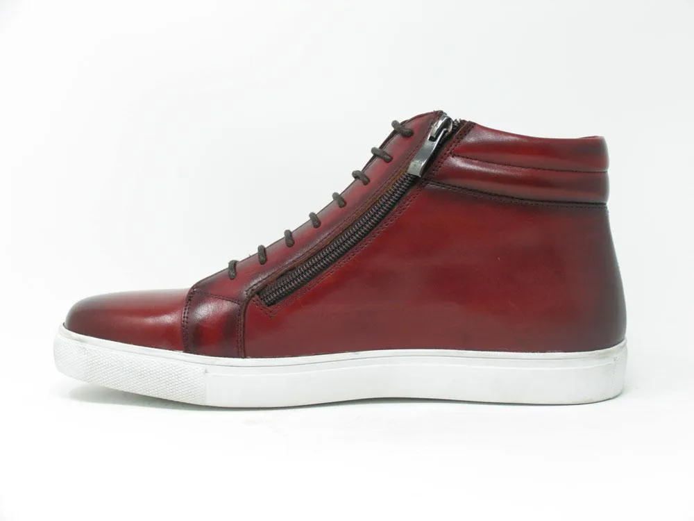 Calfskin High-Top Sneaker Burgundy