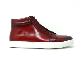 Calfskin High-Top Sneaker Burgundy