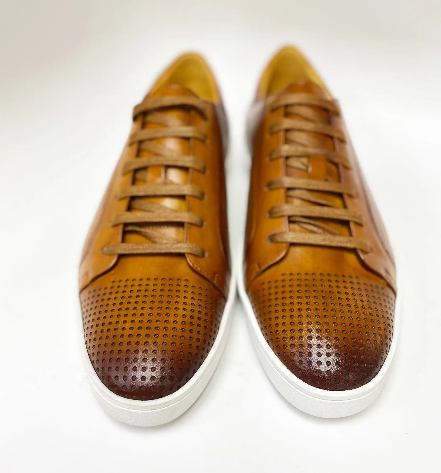 Calfskin Lace-Up Sneaker Cognac