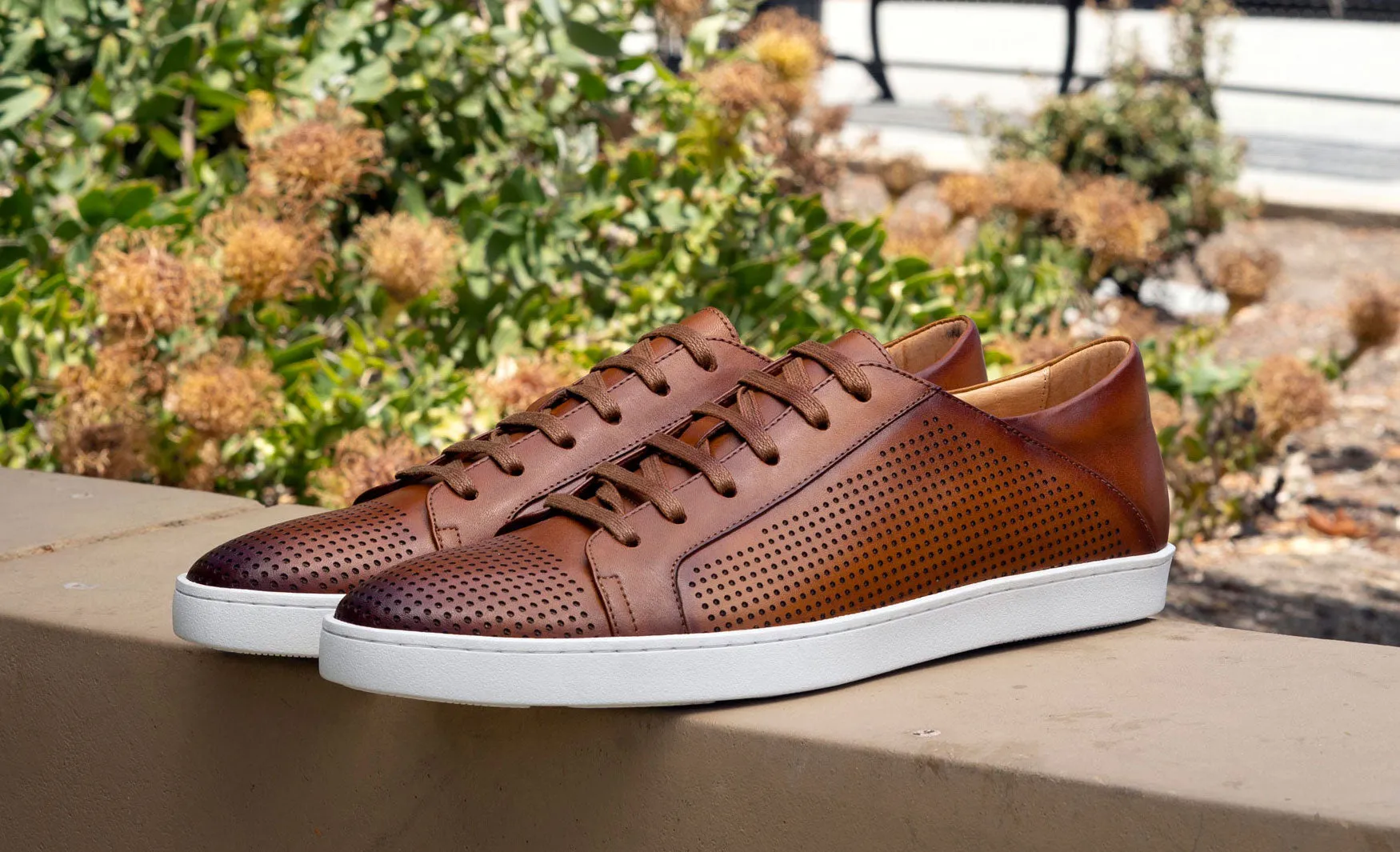 Calfskin Lace-Up Sneaker Cognac