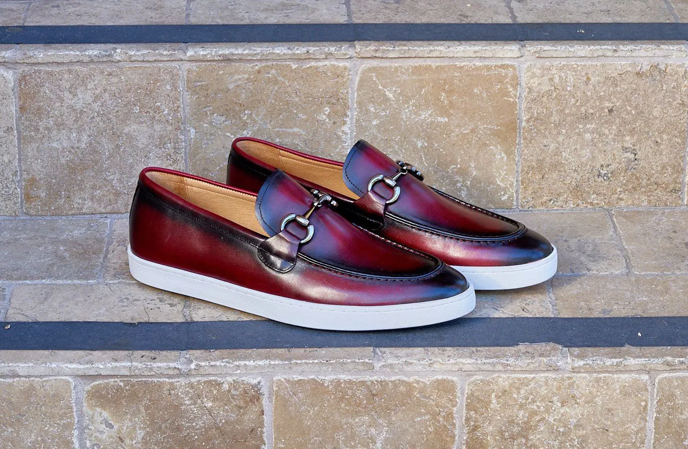 Calfskin Slip-On Horsebit Loafer Burgundy