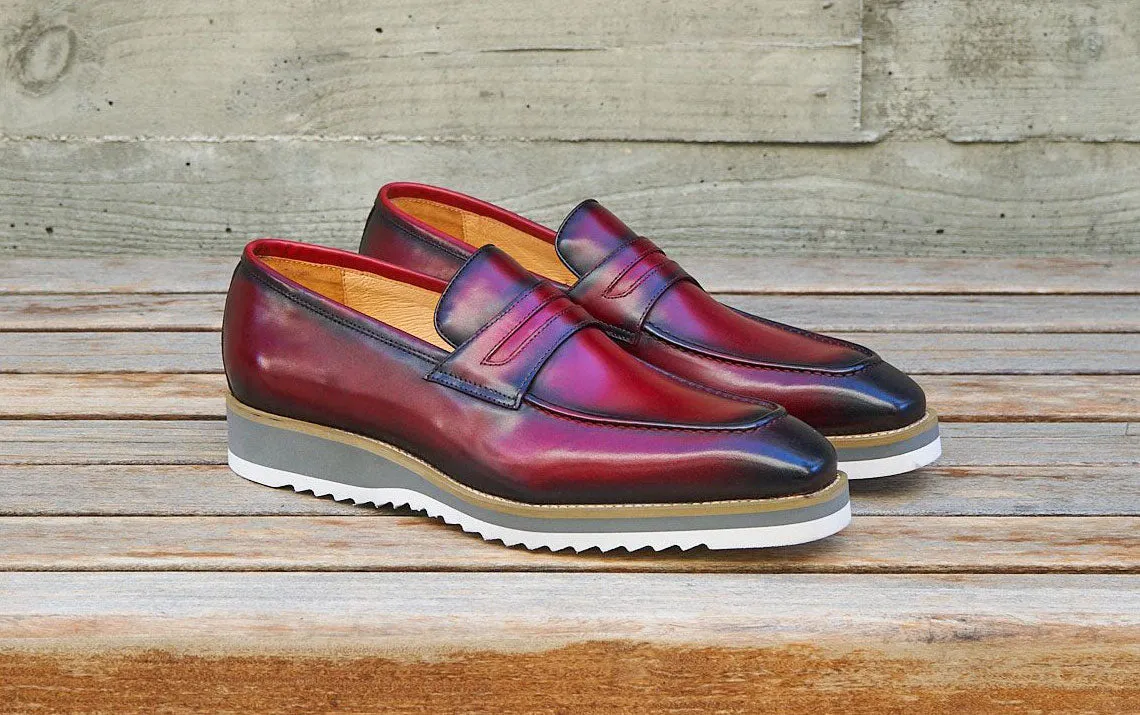 Calfskin Slip-On Penny Loafer Burgundy