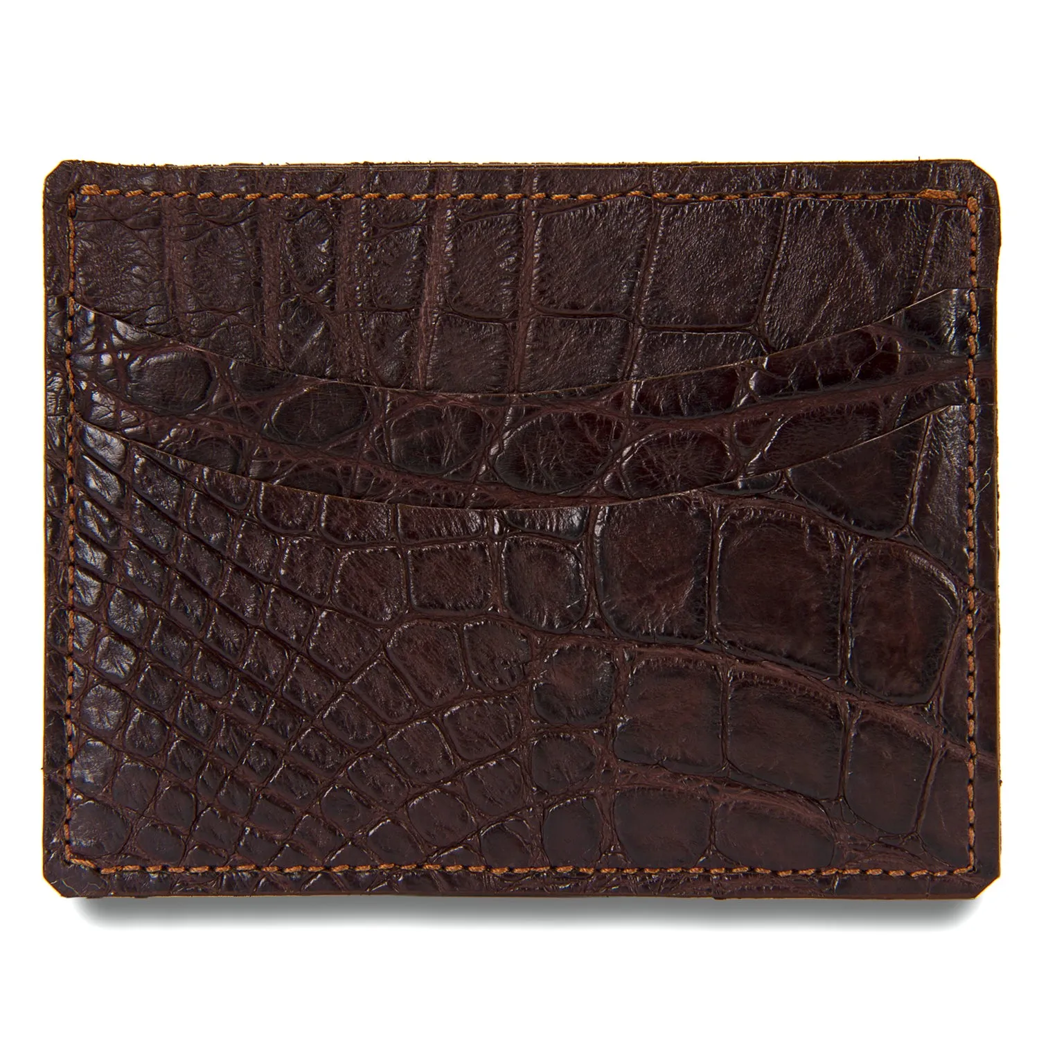 Card Holder in Brown Alligator