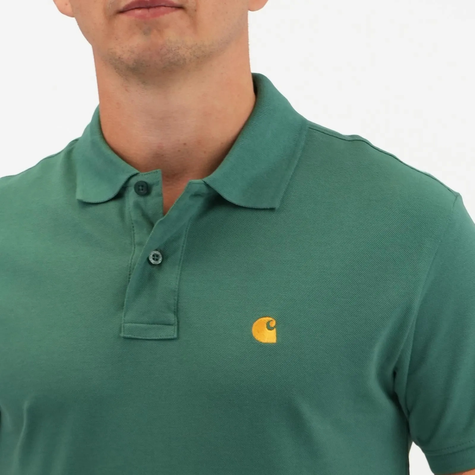 Carhartt Mens Polo Shirt Chase Pique Cotton Aqua Green