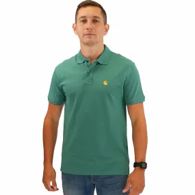 Carhartt Mens Polo Shirt Chase Pique Cotton Aqua Green