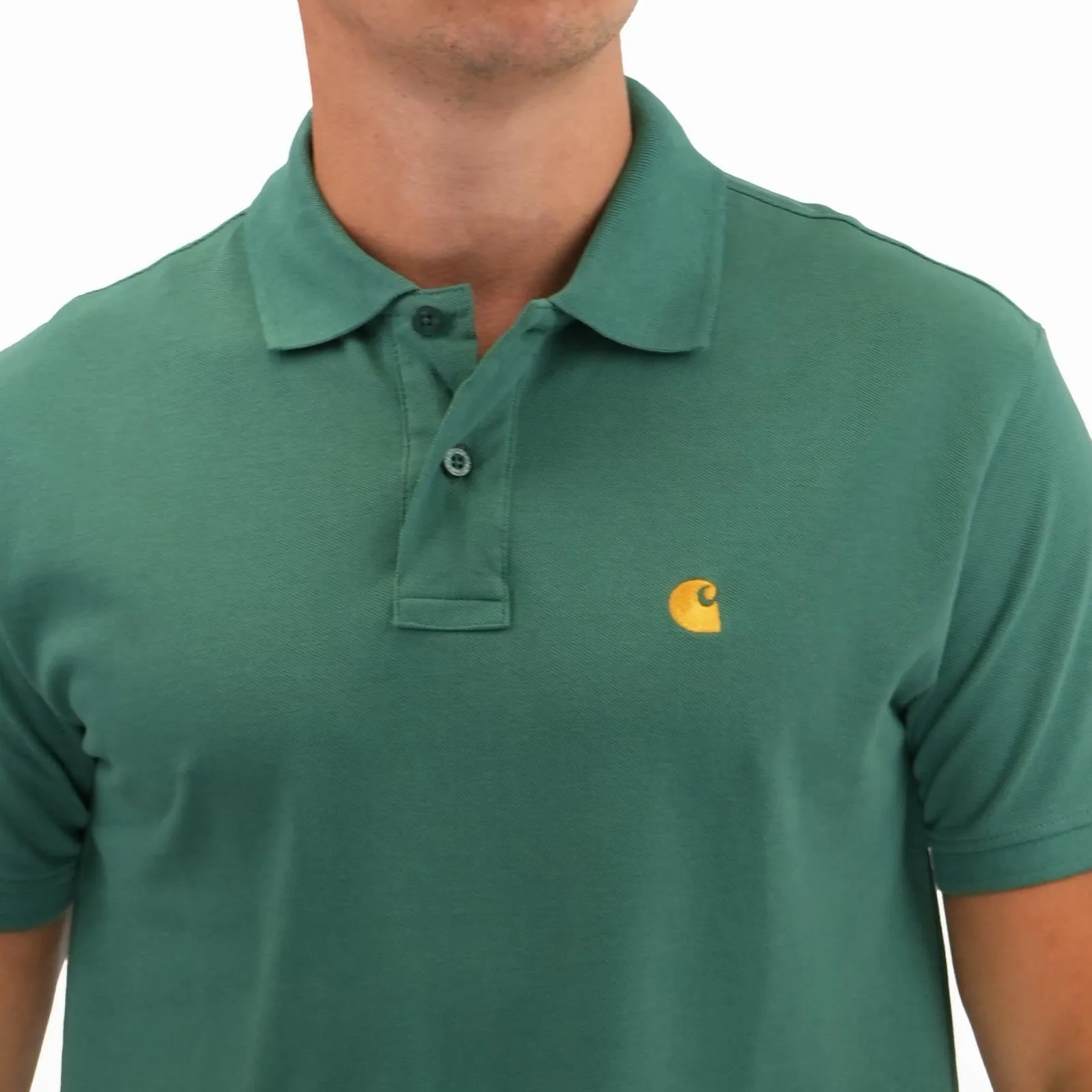 Carhartt Mens Polo Shirt Chase Pique Cotton Aqua Green