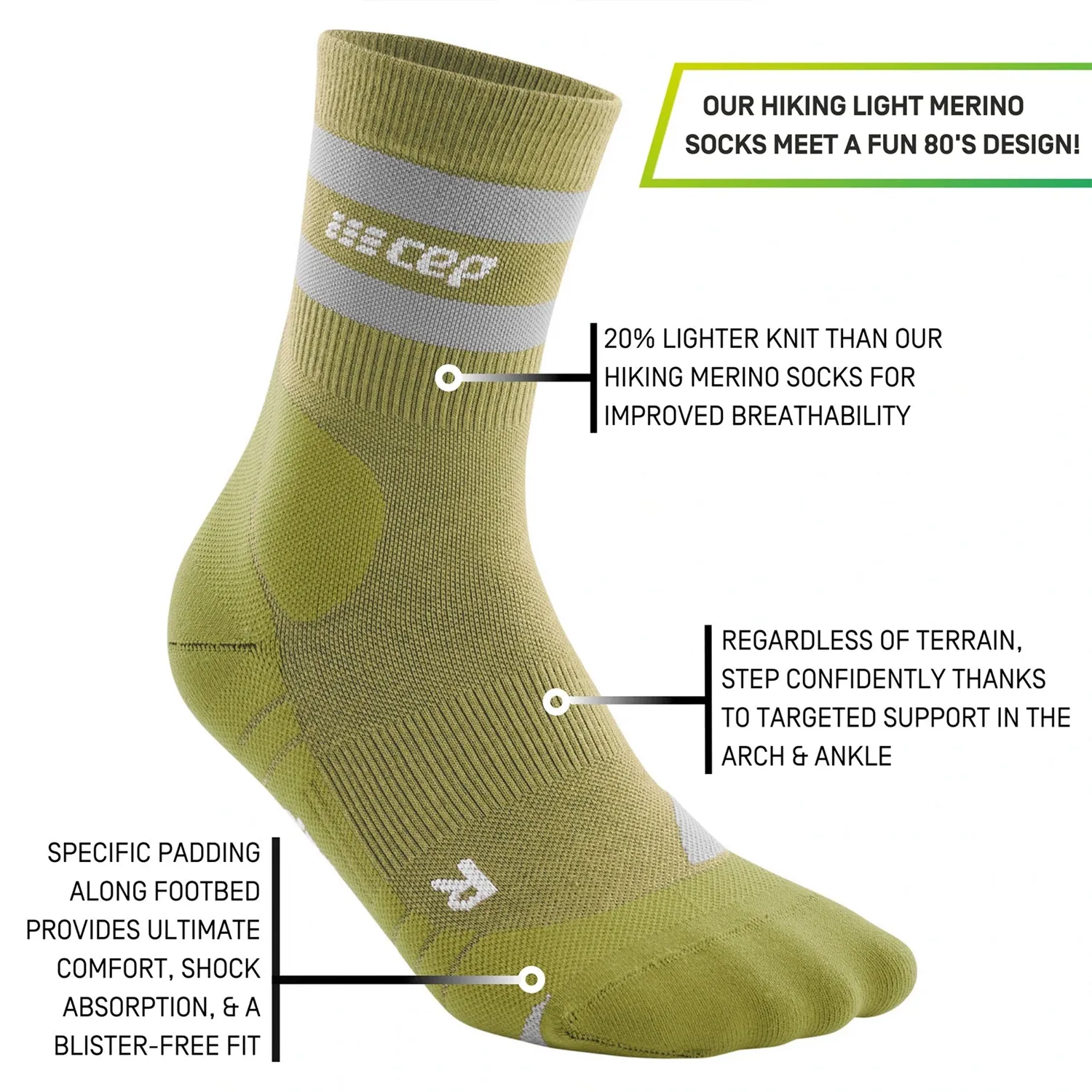 CEP Men's Hiking 80s Mid Cut Compression Socks