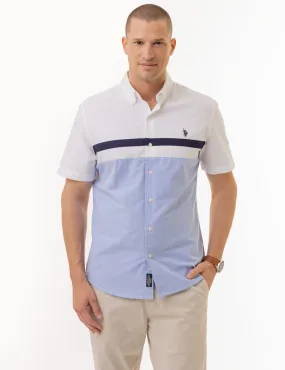 CHEST STRIPE SHORT SLEEVE OXFORD SHIRT